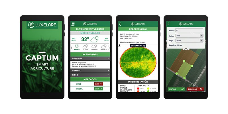 Captum funciona como bitácora digital para todo lo que se necesita hacer dentro y fuera del campo, a través de una aplicación móvil que brinda información del clima, prevención de enfermedades, actividades de agricultura, gestión de parcelas, entre otras.